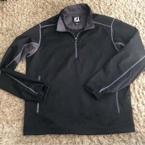 FootJoy Pullover Mens Medium Black Gray Quarter Zip Golf Performance FJ Logo